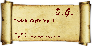 Dodek Györgyi névjegykártya